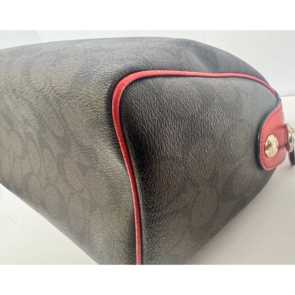 Coach Mini Bennett Brown‎ mono Canvas Red Leather Trim F36702 Crossbody NWOT - Picture 6 of 12